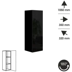 Szafki Łazienkowe>BROMARKT Wisząca czarna szafka z półkami PREMIUM czarny
