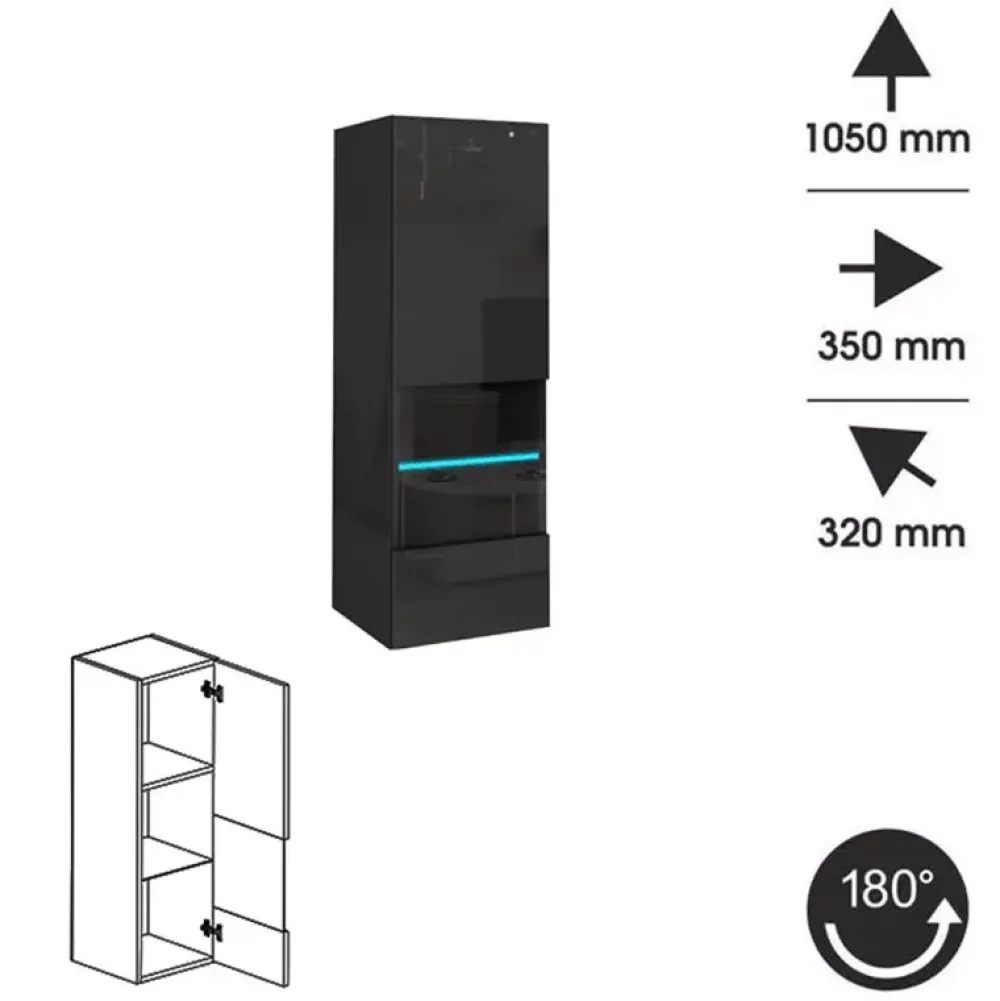 Zestawy Mebli Do Salonu|Szafki Wiszące>BROMARKT Wisząca czarna witryna PREMIUM czarny