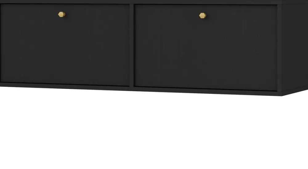 Zestawy Mebli Do Salonu|Szafki Rtv>Lempert Wisząca dwudrzwiowa czarna szafka pod telewizor 120 cm TOKEN czarny grafit