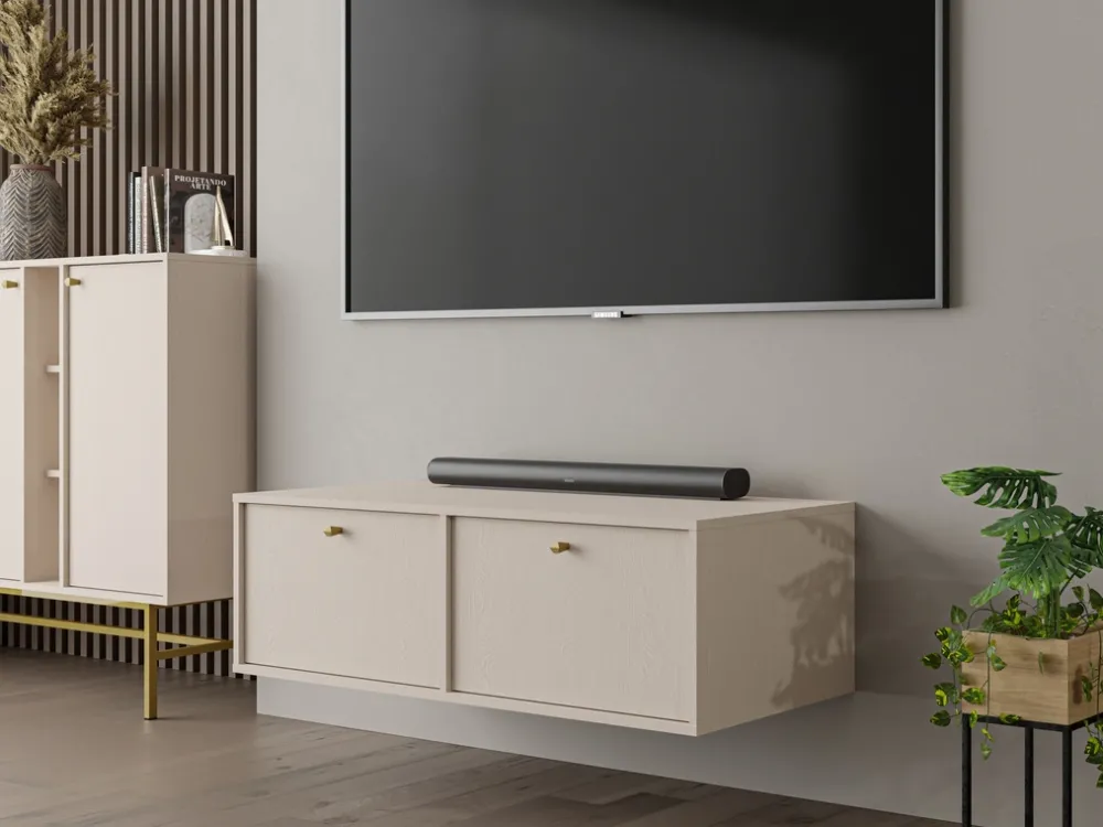 Zestawy Mebli Do Salonu|Szafki Rtv>Lempert Wisząca dwudrzwiowa szafka pod telewizor 120 cm TOKEN beż piaskowy