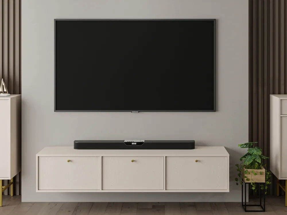 Zestawy Mebli Do Salonu|Szafki Rtv>Lempert Wisząca dwudrzwiowa szafka pod telewizor 120 cm TOKEN beż piaskowy