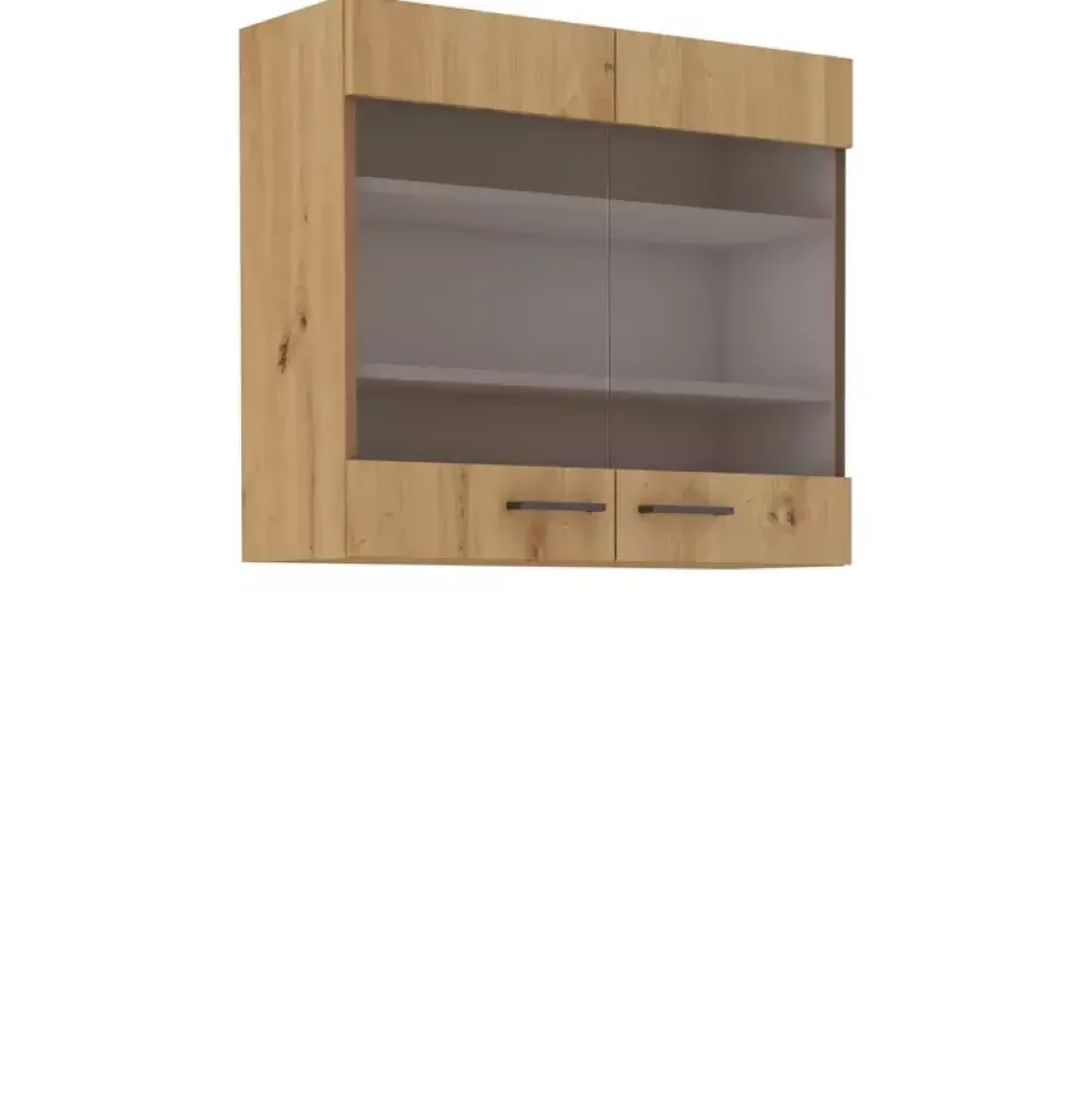 Meble Kuchenne>Lempert Wisząca szafka kuchenna z przeszklonymi frontami dąb artisan MILANO