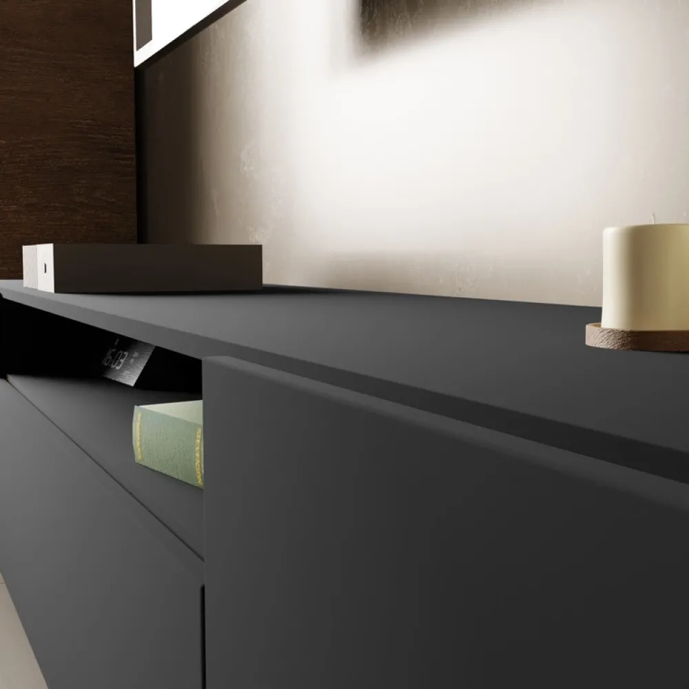 Szafki Rtv>Arton Wisząca szafka RTV 200 cm nowoczesna LANTOS do salonu grafit