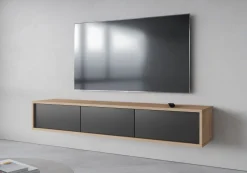 Szafki Rtv></noscript>Helvetia Wisząca szafka RTV 180 cm nowoczesna do salonu antracyt FRIDA