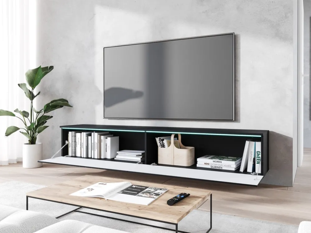 Szafki Rtv>BRATEX Wisząca szafka RTV 180 cm podwieszana BROMI jodełka