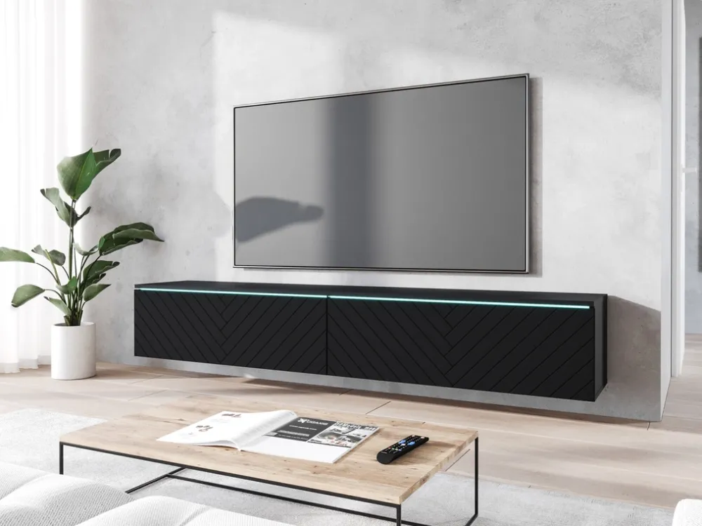 Szafki Rtv>BRATEX Wisząca szafka RTV 180 cm podwieszana BROMI jodełka