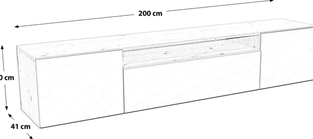 Szafki Rtv>Arton Wisząca szafka RTV 200 cm TAVIO loftowa z frezowanymi frontami