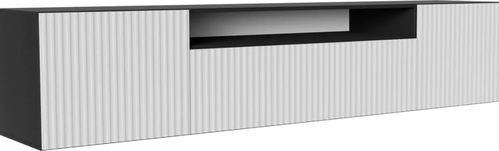 Szafki Rtv>Arton Wisząca szafka RTV 200 cm z półkami do salonu TAVIO czarno biała