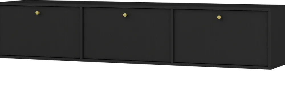 Zestawy Mebli Do Salonu|Szafki Rtv>Lempert Wisząca szafka RTV pod telewizor 180 cm TOKEN czarny czarny grafit