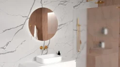 Lustra>FURNIKA Wiszące lustro 80 cm podświetlane okrągłe SOLARO do łazienki