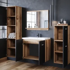 Meble Łazienkowe>BRATEX Wiszące meble łazienkowe z umywalką MOLO lustro
