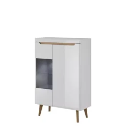 Witryny>PIASKI Witryna do salonu biała połysk RENI