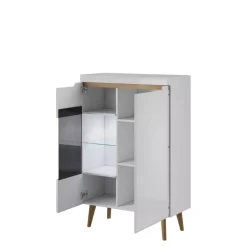 Witryny>PIASKI Witryna do salonu biała połysk RENI