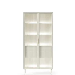 Zestawy Mebli Do Salonu|Witryny></noscript>LASKI Witryna do salonu na książki przeszklona 91 cm kaszmir LUANO