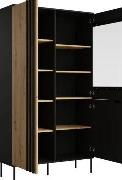 Zestawy Mebli Do Salonu|Witryny>MEBLOSIEK Witryna do salonu przeszklona 110 cm RUSTICA czarna