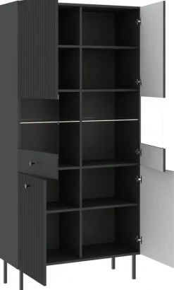 Witryny>INTER MEBLE Witryna do salonu przeszklona 91 cm VALTEO czarny