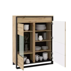 Zestawy Mebli Do Salonu|Witryny>lenart. Witryna do salonu szklane półki QUANT dąb artisan