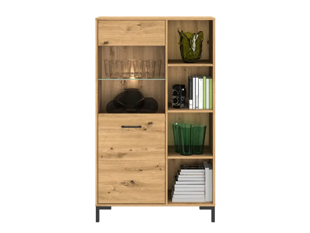 Zestawy Mebli Do Salonu|Witryny>ML Meble Witryna do salonu w stylu loftowym NEVIO dąb artisan