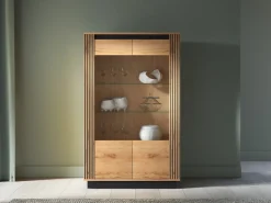 Zestawy Mebli Do Sypialni>ML Meble Witryna na książki do salonu 65 cm dąb złoty craft czarny UMIO