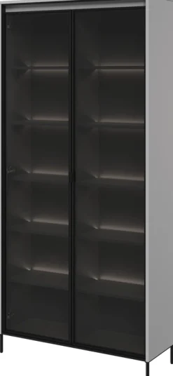 Zestawy Mebli Do Salonu|Witryny>lenart. Witryna na książki do salonu w stylu nowoczesnym szara 90 cm TREND