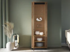 Zestawy Mebli Do Sypialni>ML Meble Witryna na książki do salonu 65 cm dąb złoty craft czarny UMIO