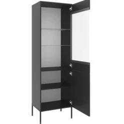 Witryny>MEBEL ELITE Witryna na książki do salonu 54 cm przeszklona ryflowana SORELLO czarny