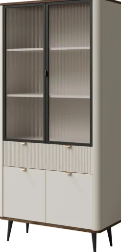 Zestawy Mebli Do Salonu|Witryny>JUREK Witryna na książki do salonu 90 cm MIREL kaszmir