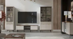 Zestawy Mebli Do Salonu|Witryny>JUREK Witryna na książki do salonu 90 cm MIREL kaszmir