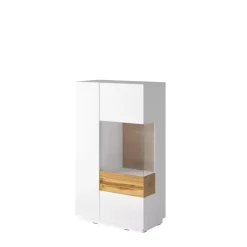 Zestawy Mebli Do Salonu|Komody>Helvetia Witryna prawostronna niska 80 cm KOBE biały połysk