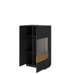 Zestawy Mebli Do Salonu|Komody>Helvetia Witryna prawostronna niska 80 cm KOBE biały połysk