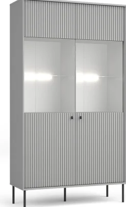 Zestawy Mebli Do Salonu|Witryny>MEBLOSIEK Witryna przeszklona IRYS 105 cm do salonu szara