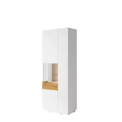 Zestawy Mebli Do Salonu|Witryny>Helvetia Witryna stojąca wysoka KOBE biały połysk