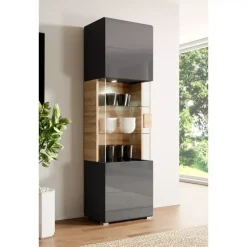 Zestawy Mebli Do Salonu|Witryny></noscript>Helvetia Witryna stojąca wysoka TENDER antracyt połysk