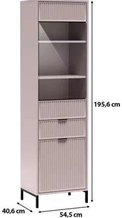 Witryny>JARSTOL Witryna szklana do salonu LATINA kaszmir