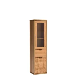 Witryny>JARSTOL Witryna szklana do salonu FONETTI dąb karmel
