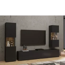 Zestawy Mebli Do Salonu|Witryny></noscript>Helvetia Witryna wisząca do salonu czarna AVENTELI