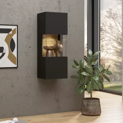 Zestawy Mebli Do Salonu|Witryny></noscript>Helvetia Witryna wisząca do salonu czarna AVENTELI