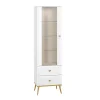 Witryny|Zestawy Mebli Do Salonu>ML Meble Witryna wysoka w stylu glamour do salonu GOLDIN biały połysk