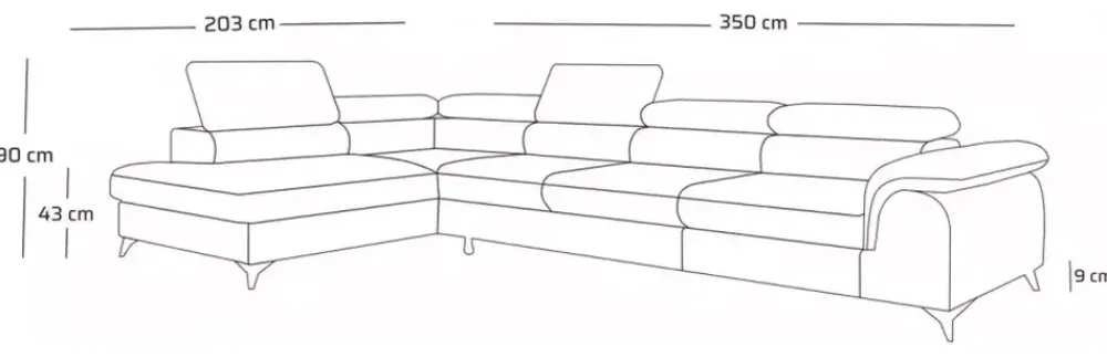 Narożniki>NEXT COLLECTION Wolnostojąca rogówka do salonu z funkcją spania MONARCHY