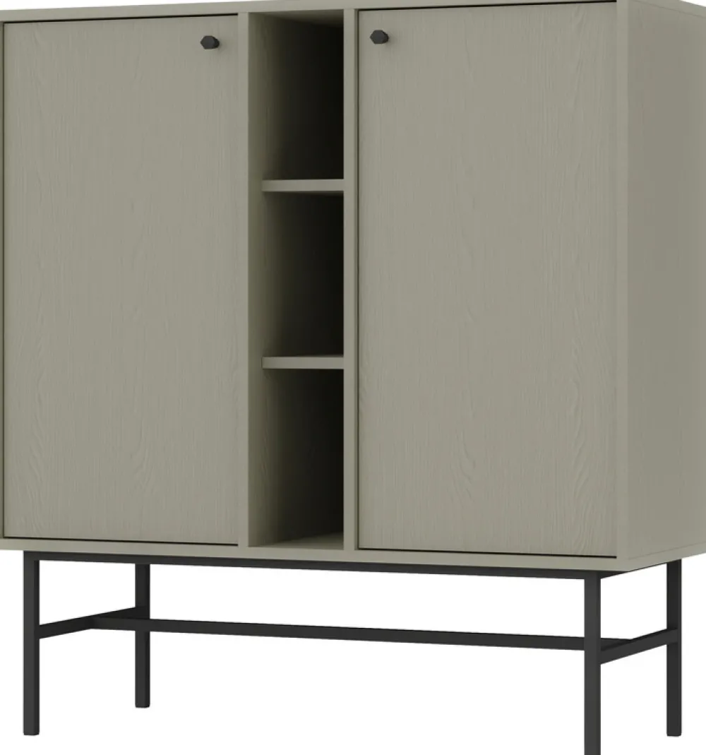 Komody>Lempert Wąska komoda do salonu dwudrzwiowa z półkami 100 cm TOKEN eukaliptus