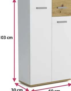 Komody></noscript>Meblohand Wąska komoda dwudrzwiowa do przedpokoju z szufladą JOVITA