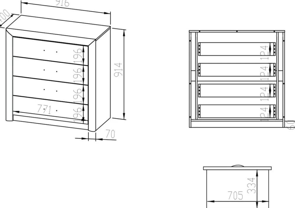 Zestawy Mebli Młodzieżowych|Komody>ML Meble Wąska komoda z szufladami 92 cm CASTEL dąb sonoma