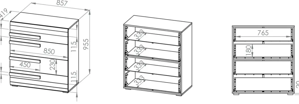Zestawy Mebli Do Sypialni|Zestawy Mebli Młodzieżowych>ML Meble Wąska nowoczesna komoda z szufladami 86 cm BLANCO