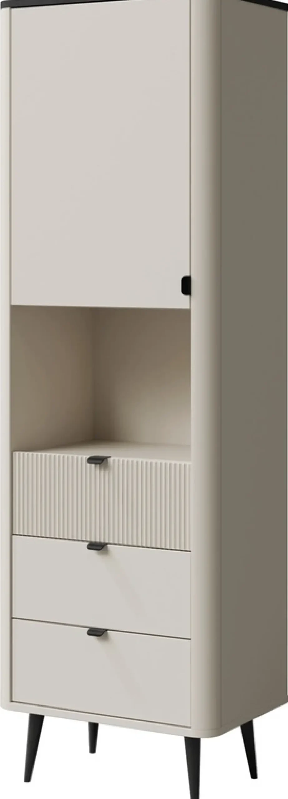 Regały Na Książki>JUREK Wąski regał 60 cm z szufladami i drzwiami do salonu MIREL