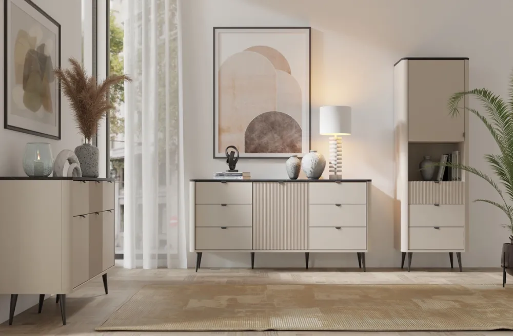 Regały Na Książki>JUREK Wąski regał 60 cm z szufladami i drzwiami do salonu MIREL