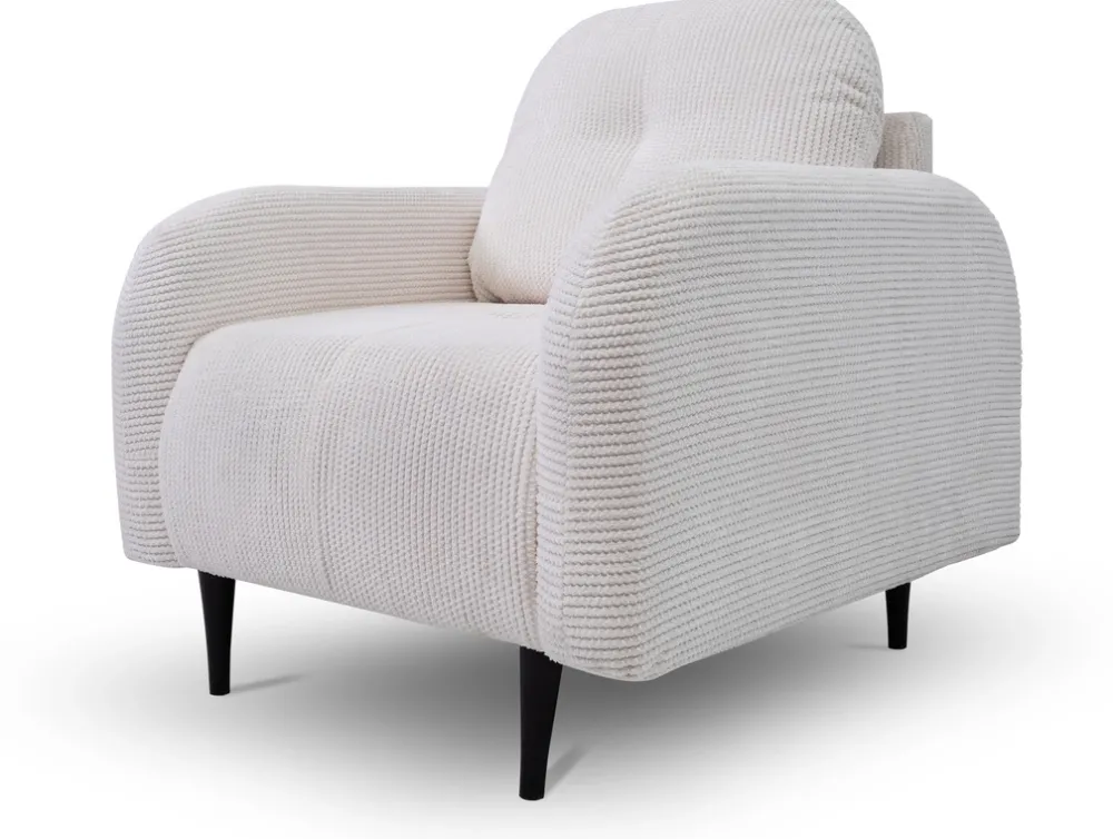 Fotele>LASKI Wygodny biały fotel do salonu OBLAK