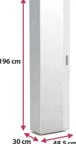 Meble Młodzieżowe|Zestawy Mebli Do Przedpokoju>Meblohand Wysoka biała szafa do przedpokoju z lustrem 50 cm JOVITA
