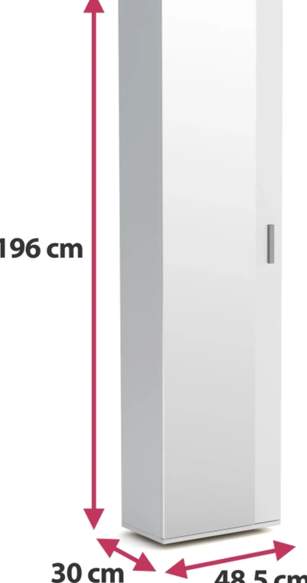 Meble Młodzieżowe|Zestawy Mebli Do Przedpokoju>Meblohand Wysoka biała szafa do przedpokoju z lustrem 50 cm JOVITA