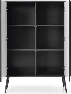 Komody>PIASKI Wysoka czarna dwudrzwiowa komoda do salonu 103 cm ZENIT czarny