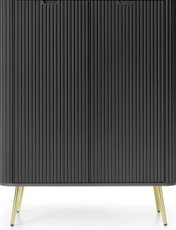 Komody>PIASKI Wysoka czarna dwudrzwiowa komoda do salonu 103 cm ZENIT czarny